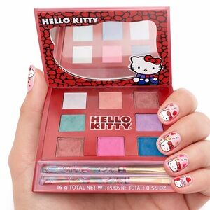 HELLO KITTY Eyeshadow 8 Color Shades Palette Set | Mirror & Brushes NWT